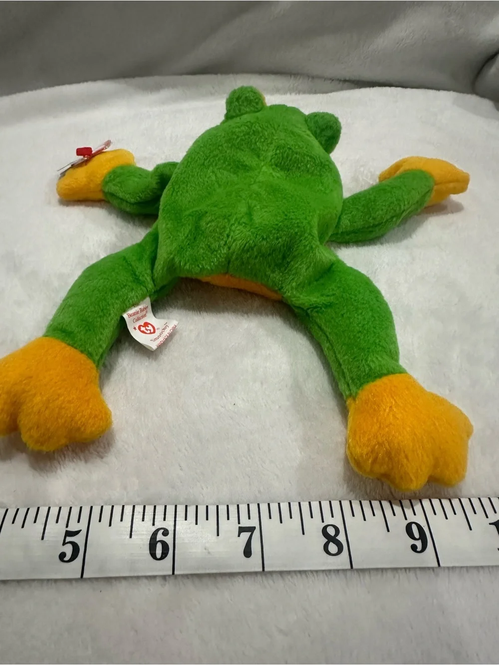 Ty Smoochy Plush Frog Toy - Bright Green and Yellow